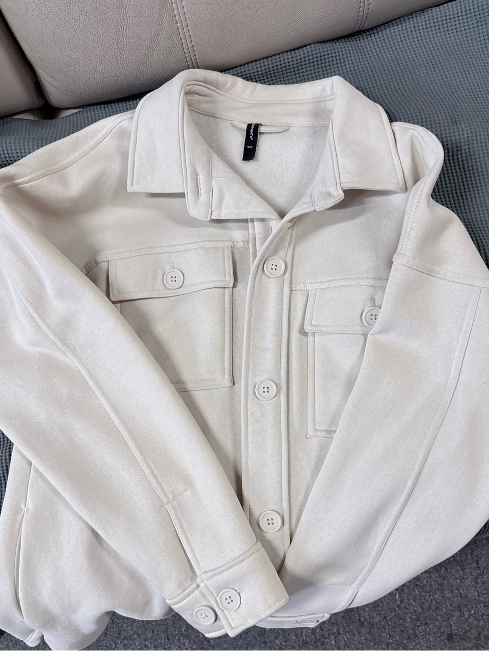 Cream Shacket / Button-Down Jacket - Size Medium